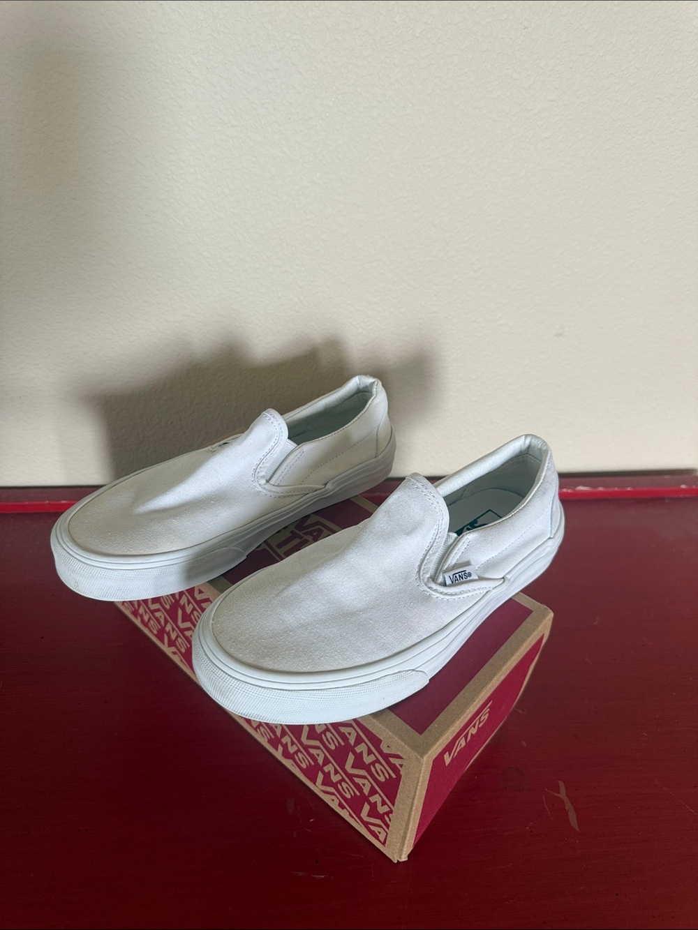 Vans White Slip-On Canvas Loafers